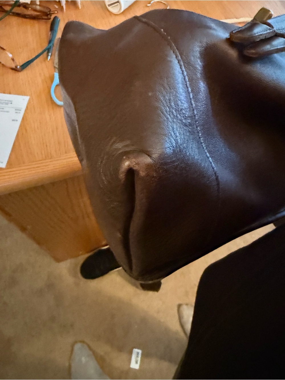 Coach Dark Brown Leather Turn-Lock Backpack - Picture 6 of 8